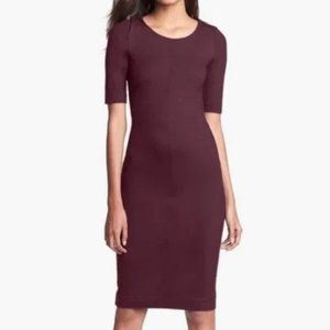 Diane Von Furstenberg DVF Burgundy "Raquel" Quarter Sleeve Bodycon Dress sz M